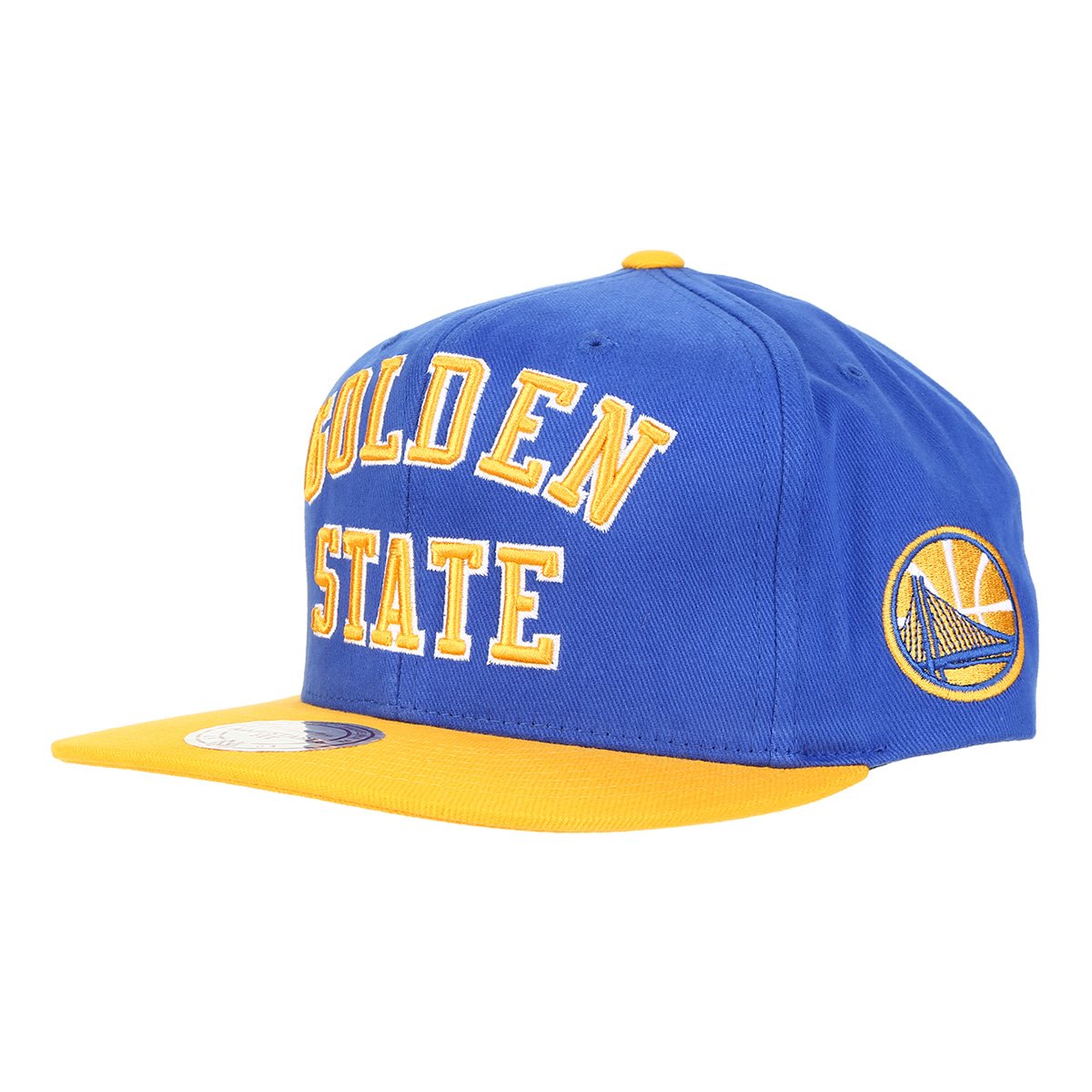 Boné Mitchell \u0026 Ness NBA Golden State Warriors Aba Reta Wordmark -  Azul+amarelo | Allianz Parque Shop